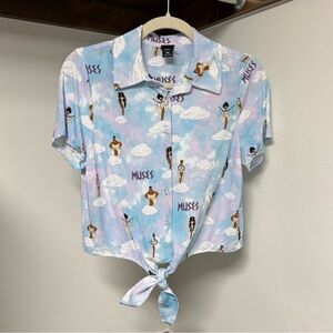 Disney Our Her Universe Hercules Muses Tie Front Cropped Shirt Juniors Small